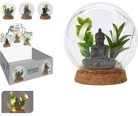 Διακοσμητικό Μπάλα Με Φυτό Τεχνητό Και Βούδα Και Φωτισμό LED Γυαλί Σε 3 Σχέδια - Πλαστικό - 06350698