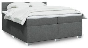 vidaXL Κρεβάτι Boxspring με Στρώμα Σκούρο Γκρι 200x200 εκ. Υφασμάτινο