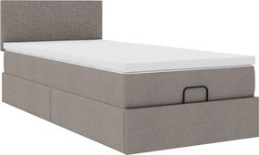 vidaXL Οθωμανικό κρεβάτι με στρώμα Taupe 80x200cm ύφασμα