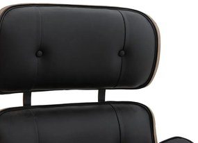 Πολυθρόνα relax Mirto μασίφ ξύλο καρυδί -PU μαύρο 80x80x96.5εκ 80x80x96.5 εκ.