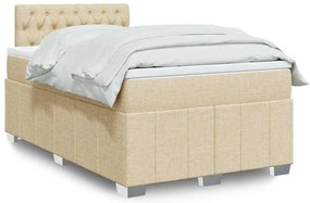 vidaXL Κρεβάτι Boxspring με Στρώμα Κρεμ 120x200 εκ. Υφασμάτινο