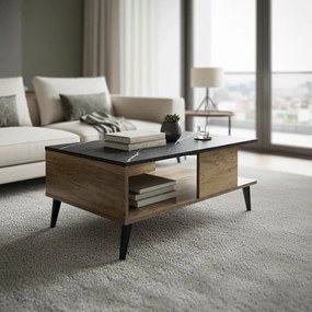 Τραπέζι σαλονιού Moses χρώμα μαύρο μαρμάρου-sonoma 90x54x37.5εκ 90x54x37.5 εκ.