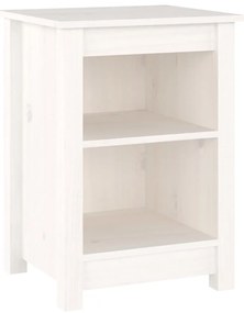 vidaXL Κομοδίνα 2 τεμ. Λευκά 40x35x55 εκ. από Μασίφ Ξύλο Πεύκου