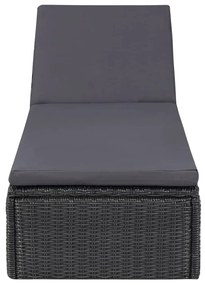 vidaXL Ξαπλώστρα Μαύρο / Σκούρο Γκρι από Συνθετικό Ρατάν