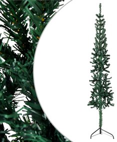 vidaXL Χριστουγεν. Δέντρο Slim Τεχνητό Μισό με Βάση Πράσινο 180 εκ.
