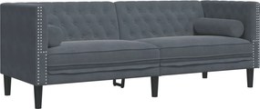 vidaXL Καναπές Chesterfield Σετ 3 Τεμ. με Στηρίγματα Σκ. Γκρι Βελούδο