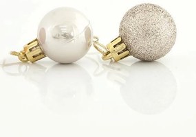 Eurolamp Μπάλα Πλαστική Εκρού Φ3cm Σετ Με 9 Περλέ Και 18 Glitter 600-42641