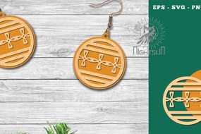 Intra απο ξύλο plywood 3mm-4mm πάχος Χριστουγεννιάτικα σκουλαρίκια κομμένα με λέιζερ με μπάλα Δίασταση 3x3 cm INTRAFABR-112553023