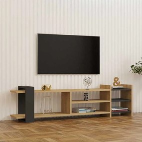 Έπιπλο τηλεόρασης Rinia pakoworld σε oak-ανθρακί απόχρωση 153,60x26x40εκ