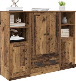 vidaXL Highboard με συρτάρι 3 pcs Παλιό Ξύλο Επεξεργασμένο ξύλο