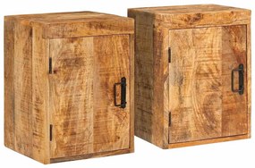 Κομοδίνο 2 pcs Καφέ 35 x 33 x 48 εκ Στερεό ξύλο μάνγκο