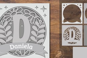 Intra απο ξύλο plywood Χρώμα wenge 3mm-4mm πάχος - Floral Alphabet Shadow Box - Letter D Δίασταση 25x25 cm INTRAFABR-110154095