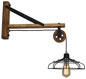 Φωτιστικό Τοίχου - Απλίκα HL-316W-1L 77-3176 Lorlas Black Homelighting Metal,Wood