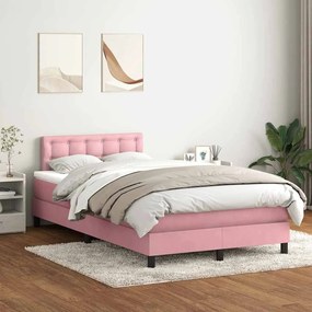 Box Spring κρεβάτι με στρώμα ροζ 120x220 cm Βελούδινο - Ροζ