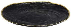 Διακοσμητική Πιατέλα 374-224-252 32x32x2cm Black Γυαλί