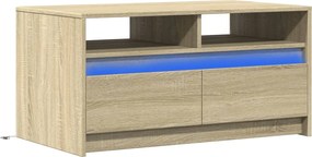 vidaXL Τραπεζάκι Σαλονιού με Φώτα LED Sonoma Δρυς Επεξ. Ξύλο