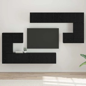 vidaXL Μονάδες TV Επιτοίχιο 4 pcs Μαύρη Οξυά Επεξεργασμένο ξύλο