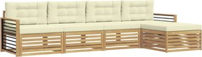 vidaXL Σειρά Καναπέ Εξωτερικού 5 pcs Λευκό και Κρεμ Πολυεστέρας