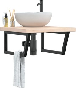 vidaXL Ράφι Νιπτήρα Τοίχου από Ατσάλι / Μασίφ Ξύλο Δρυός