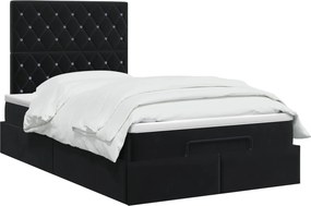 vidaXL Κρεβάτι Ottoman με στρώμα Μαύρο 120 x 190 cm Βελούδο