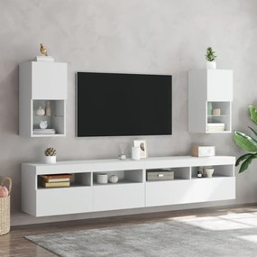 vidaXL Ντουλάπι Τηλεόρασης με LED Λευκό 30,5 x 30 x 60 εκ.