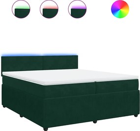 vidaXL Κρεβάτι Boxspring με Στρώμα Σκούρο Πράσινο 200x200εκ. Βελούδινο