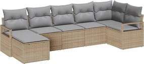 vidaXL Σετ Καναπέ με μαξιλάρι 7 pcs Μπεζ συνθετικό ρατάν
