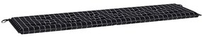 vidaXL Μαξιλάρι Παγκάκι Κήπου Καρό Μαύρο 180 x 50 x 4 cm Ύφασμα Oxford
