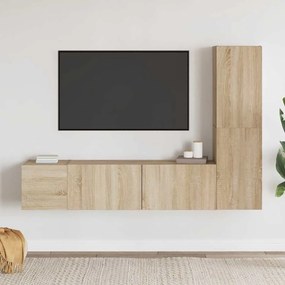 VidaXL Έπιπλα Τηλεόρασης Σετ 3 Τεμαχίων Sonoma Δρυς από Επεξ. Ξύλο