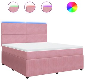 vidaXL Κρεβάτι Boxspring με Στρώμα Ροζ 180x200 εκ. Βελούδινο