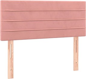vidaXL Κρεβάτι Boxspring με Στρώμα Ροζ 120x190 εκ. Βελούδινο