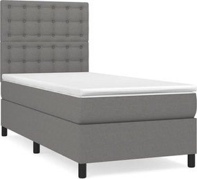 vidaXL Κρεβάτι Boxspring με Στρώμα Σκούρο Γκρι 80x200 εκ. Υφασμάτινο
