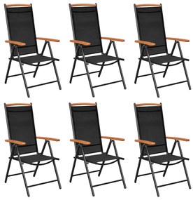 312187 vidaXL Καρέκλες Κήπου Πτυσσόμενες 6 τεμ. Μαύρες από Textilene Μαύρο, 1 Τεμάχιο