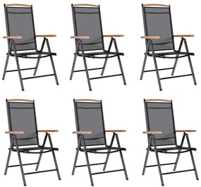 vidaXL Καρέκλες Κήπου Πτυσσόμενες 6 τεμ. Μαύρες από Textilene