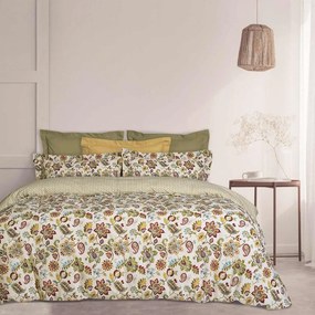 Παπλωματοθήκη 5409 Casual (Σετ 2τμχ) Ecru-Green-Red Das Home Single 160x240cm Cotton-Polyester