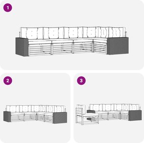 vidaXL Σειρά Καναπέ Εξωτερικού 5 pcs Φυσικό και Μπεζ