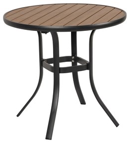 Τραπέζι Κήπου ArteLibre SANAAG Μαύρο/Καρυδί Αλουμίνιο/Ξύλο Φ80x73cm