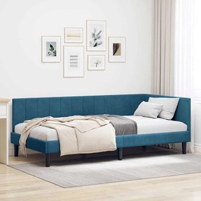vidaXL Κρεβάτι Γωνίας με κεφαλάρι Μπλε 90 x 190 cm Βελούδο