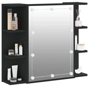 Έπιπλο Καθρέπτη με LED Μαύρο 70 x 16,5 x 60 εκ. - Μαύρο