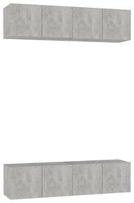 vidaXL Έπιπλα Τηλεόρασης 4 τεμ. Γκρι Σκυρ. 60x30x30εκ. από Επεξ. Ξύλο