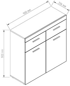 Μπουφές AMBER White Oak/Sateen 90x90x33.6cm