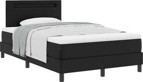 vidaXL Κρεβάτι με ελατήρια Μαύρο 120 x 190 cm Τεχνητό δέρμα