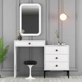 Stewehome Τραπέζι μακιγιάζ με καθρέφτη Λευκό / Λευκό 124x40x84 cm