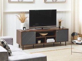 Τραπέζι Tv Berwyn 490, Γκρι, Σκούρο ξύλο, 160x56x40cm, 31 kg | Epipla1.gr