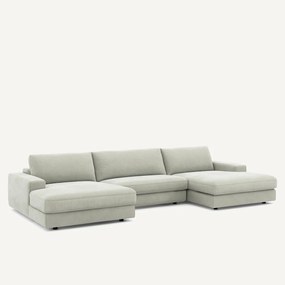 Πολυγωνικός καναπές 5 θέσεων από βελούδο stonewashed, SKANDER