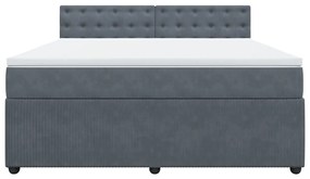 vidaXL Κρεβάτι Boxspring με Στρώμα Σκούρο Γκρι 180x200 εκ. Βελούδινο