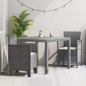 vidaXL Σετ 3 Τεμαχίων Τραπεζαρίας Κήπου με Μαξιλάρια Ανοιχτού Γκρι Πολυ Ράτταν