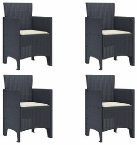 vidaXL Σέτ φαγητού για κήπο 5 pcs Ανθρακί Rattan Polt