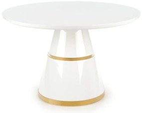 Τραπέζι Houston 1350, Χρυσό, Γυαλιστερό λευκό, 76cm, 45 kg, Ινοσανίδες μέσης πυκνότητας, Μέταλλο | Epipla1.gr