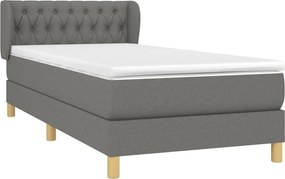 vidaXL Κρεβάτι Boxspring με Στρώμα Σκούρο Γκρι 100x200 εκ. Υφασμάτινο